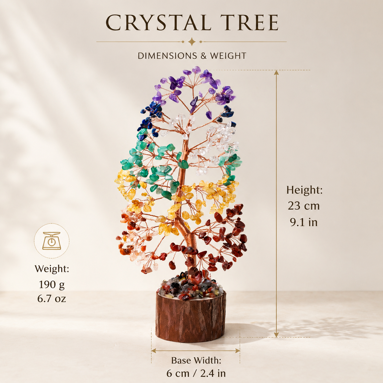 7 Chakra Crystal Money Tree – Natural Gemstone Feng Shui Decor | SoulVibe Gems