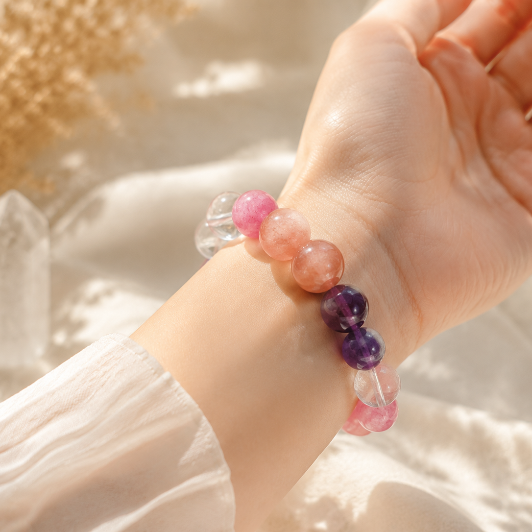 Amethyst Lepidolite Aurora Bracelet – Handcrafted Serenity by SoulVibe Gems