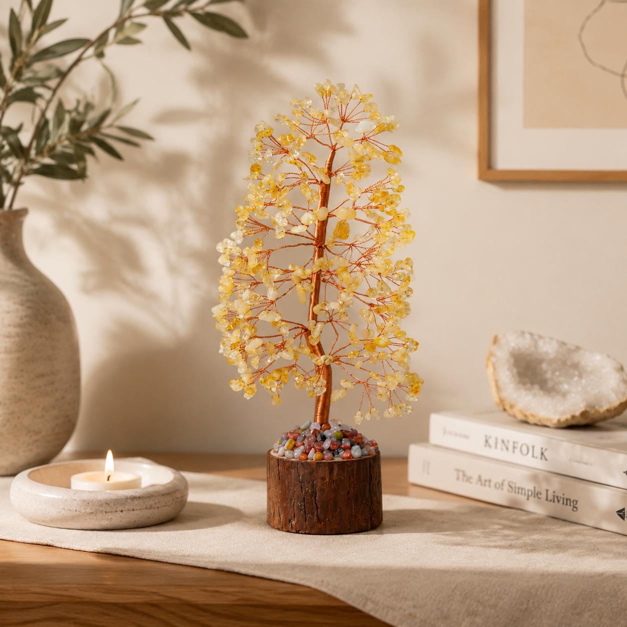 Citrine Crystal Money Tree – Natural Yellow Gemstone Feng Shui Decor | SoulVibe Gems