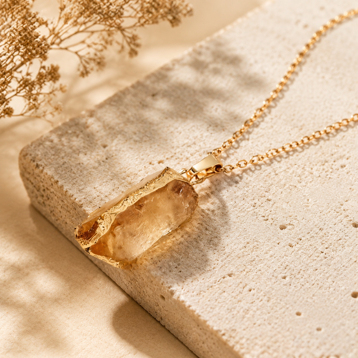Gold-Plated Crystal Pendant Necklace – Effortless Elegance by SoulVibe Gems