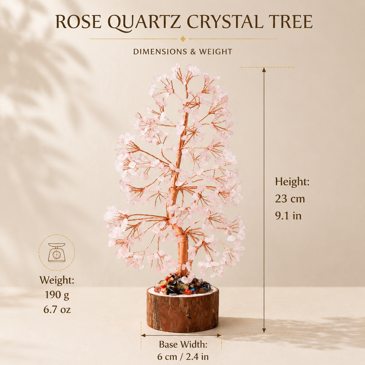 Rose Quartz Crystal Money Tree – Natural Pink Gemstone Feng Shui Decor | SoulVibe Gems
