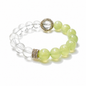 Natural Green Prehnite & Clear Quartz Crystal Bracelet – Gold Accent, Stretch Fit