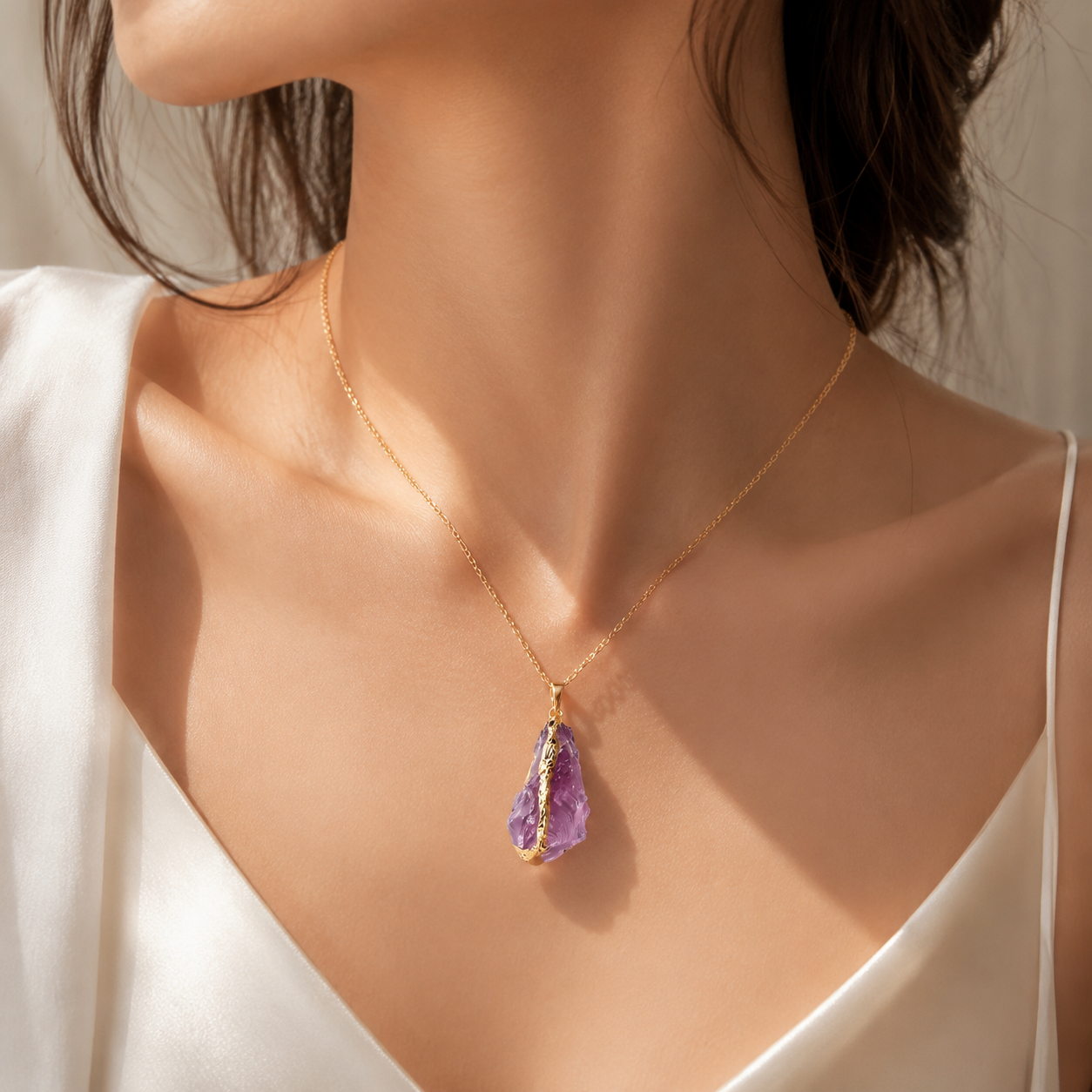 Gold-Plated Crystal Pendant Necklace – Effortless Elegance by SoulVibe Gems