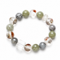 Natural Green Phantom Quartz Crystal Bracelet – 12.6mm Beads, Faceted Clear Quartz Center