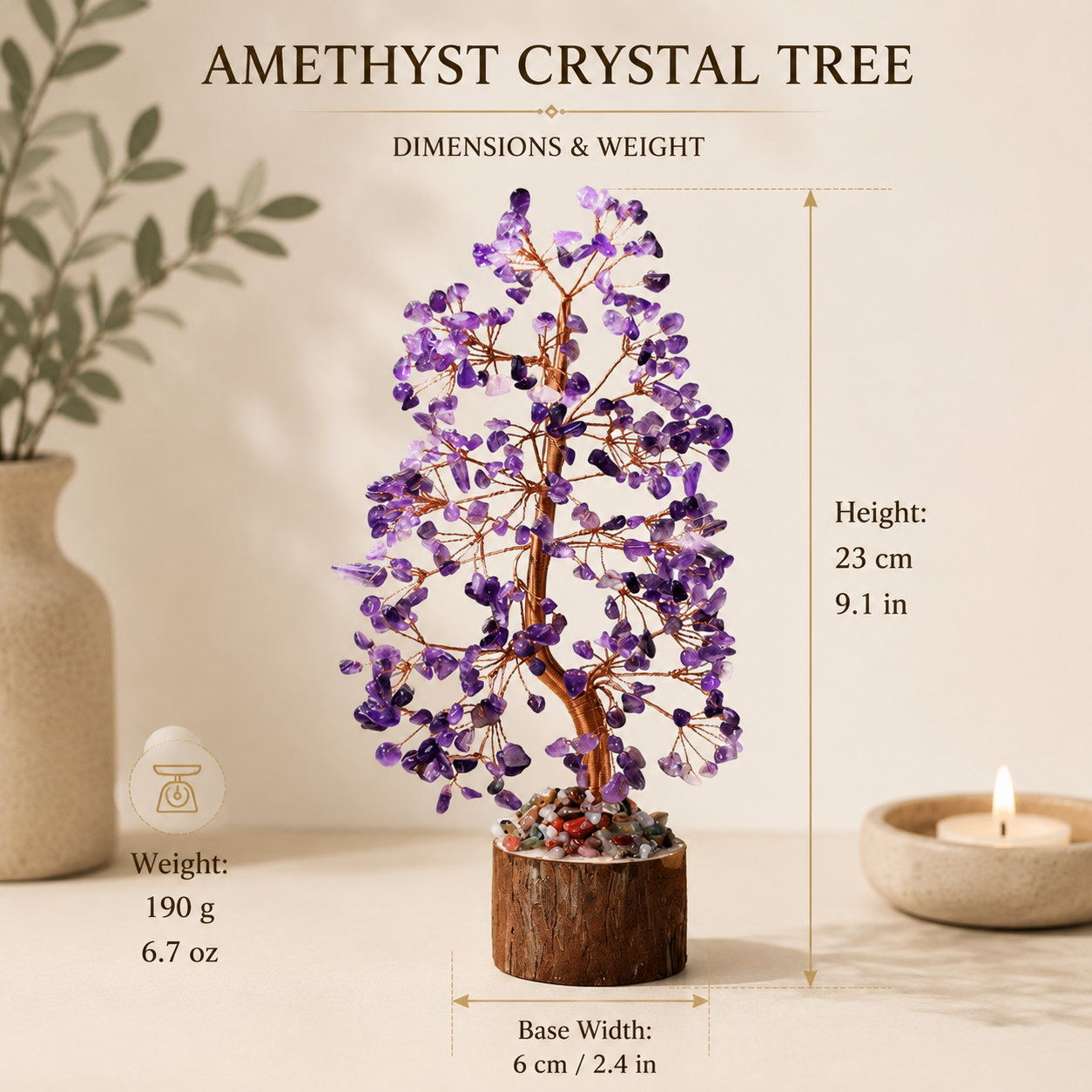 Amethyst Crystal Money Tree – Natural Purple Gemstone Feng Shui Decor | SoulVibe Gems