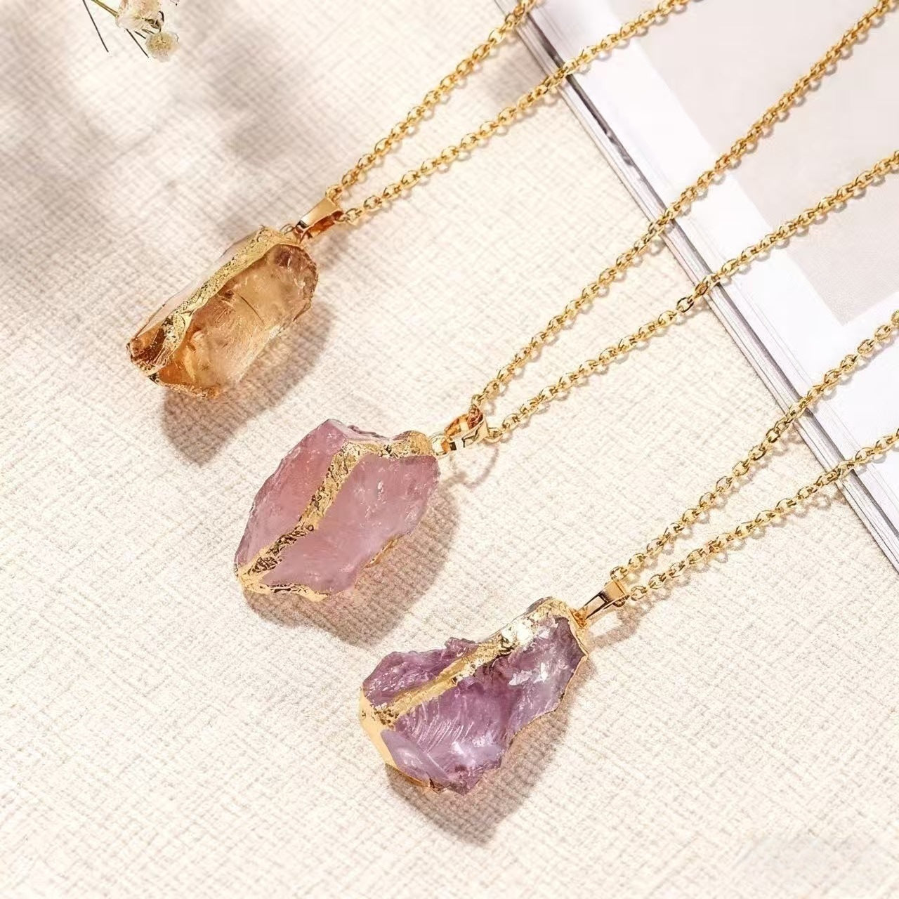 Gold-Plated Crystal Pendant Necklace – Effortless Elegance by SoulVibe Gems