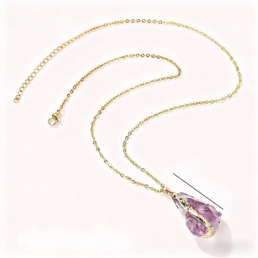 Gold-Plated Crystal Pendant Necklace – Effortless Elegance by SoulVibe Gems